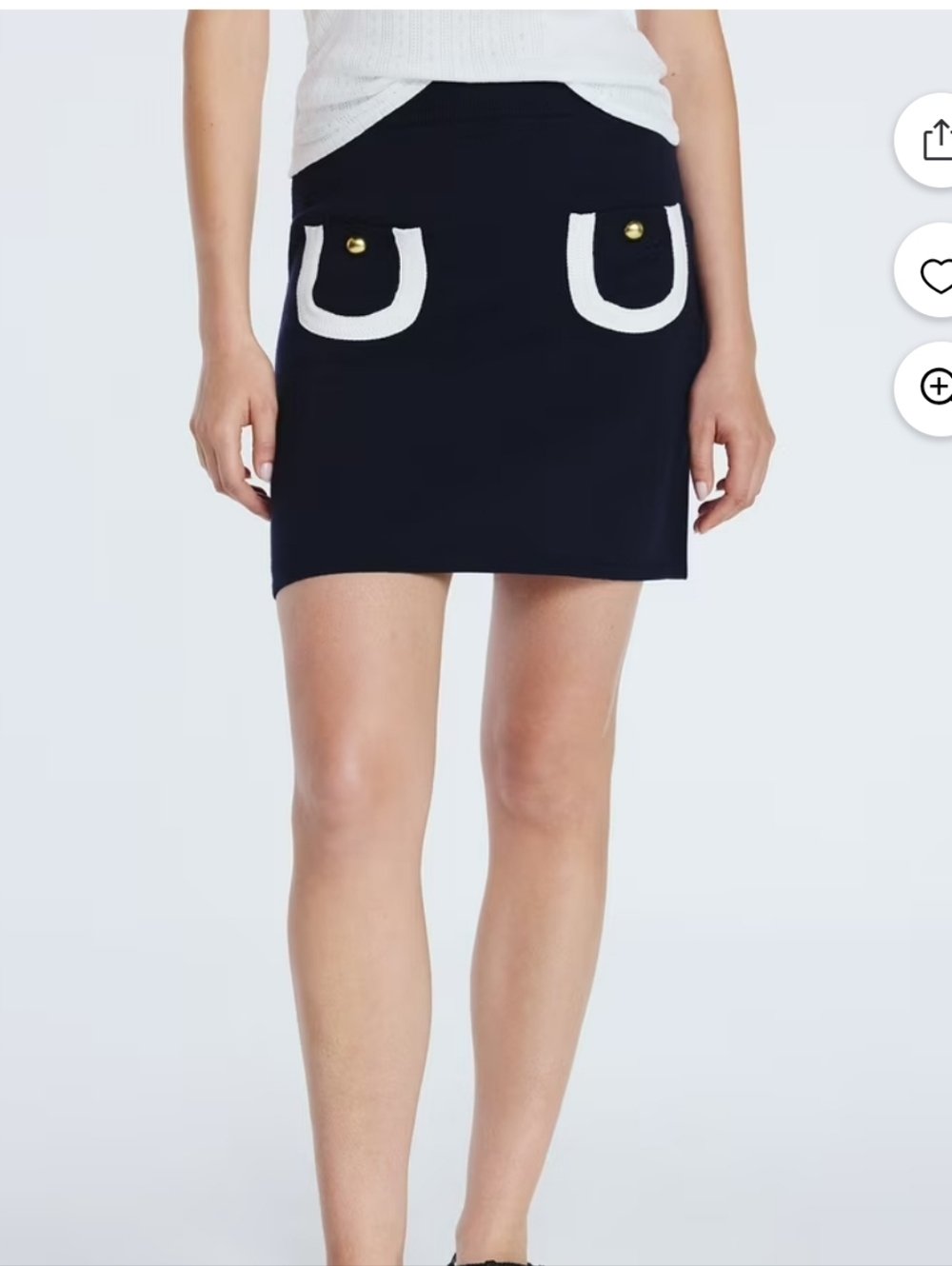 Free Assembly Tipped Patch Pocket Mini Sweater Skirt Navy Gold Size XS NWT